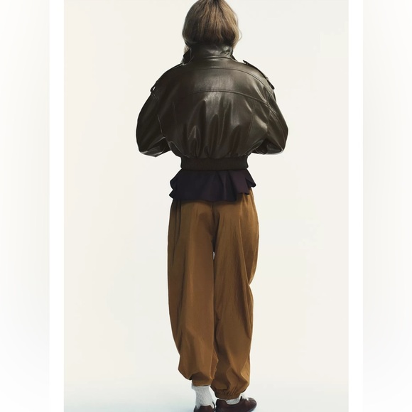 Zara FAUX LEATHER CROPPED JACKET - Picture 8 of 11